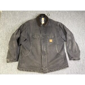 Men's Carhartt C26 BLK Black Work Coat Size XL Canvas Duck *See Info*